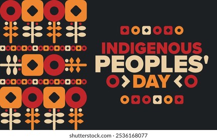 Indigenous Peoples' Day. Native American Day. American Indian culture. Heritage Month. Celebrate annual in United States. Tradition pattern. Poster, card, banner and background. Vector illustration