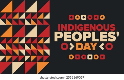 Indigenous Peoples' Day. Native American Day. American Indian culture. Heritage Month. Celebrate annual in United States. Tradition pattern. Poster, card, banner and background. Vector illustration