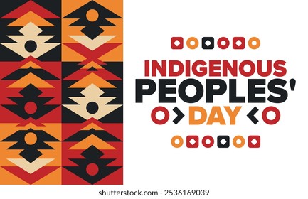 Indigenous Peoples' Day. Native American Day. American Indian culture. Heritage Month. Celebrate annual in United States. Tradition pattern. Poster, card, banner and background. Vector illustration