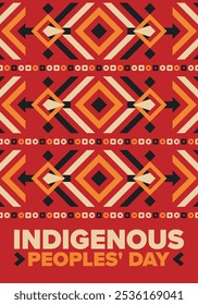 Indigenous Peoples' Day. Native American Day. American Indian culture. Heritage Month. Celebrate annual in United States. Tradition pattern. Poster, card, banner and background. Vector illustration