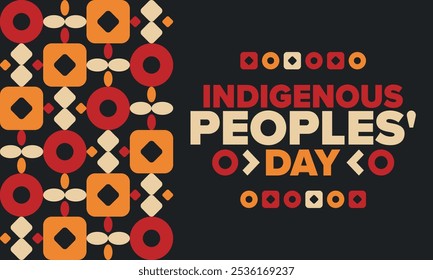 Indigenous Peoples' Day. Native American Day. American Indian culture. Heritage Month. Celebrate annual in United States. Tradition pattern. Poster, card, banner and background. Vector illustration