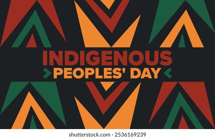 Indigenous Peoples' Day. Native American Day. American Indian culture. Heritage Month. Celebrate annual in United States. Tradition pattern. Poster, card, banner and background. Vector illustration