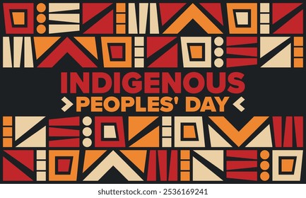 Indigenous Peoples' Day. Native American Day. American Indian culture. Heritage Month. Celebrate annual in United States. Tradition pattern. Poster, card, banner and background. Vector illustration