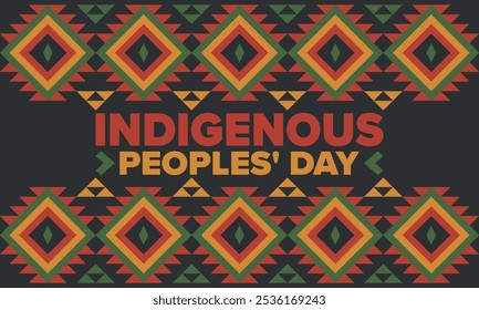 Indigenous Peoples' Day. Native American Day. American Indian culture. Heritage Month. Celebrate annual in United States. Tradition pattern. Poster, card, banner and background. Vector illustration