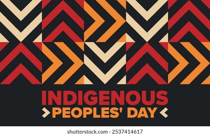 Indigenous Peoples' Day. Native American Day. American Indian culture. Heritage Month. Celebrate annual in United States. Tradition pattern. Poster, card, banner and background. Vector illustration