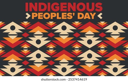 Indigenous Peoples' Day. Native American Day. American Indian culture. Heritage Month. Celebrate annual in United States. Tradition pattern. Poster, card, banner and background. Vector illustration