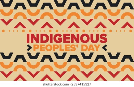 Indigenous Peoples' Day. Native American Day. American Indian culture. Heritage Month. Celebrate annual in United States. Tradition pattern. Poster, card, banner and background. Vector illustration