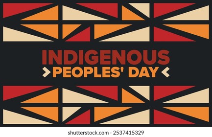 Indigenous Peoples' Day. Native American Day. American Indian culture. Heritage Month. Celebrate annual in United States. Tradition pattern. Poster, card, banner and background. Vector illustration