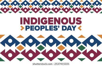 Indigenous Peoples' Day. Native American Day. American Indian culture. Heritage Month. Celebrate annual in United States. Tradition pattern. Poster, card, banner and background. Vector illustration