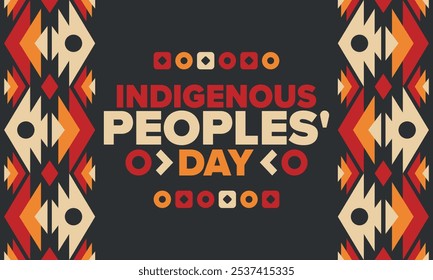 Indigenous Peoples' Day. Native American Day. American Indian culture. Heritage Month. Celebrate annual in United States. Tradition pattern. Poster, card, banner and background. Vector illustration