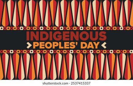 Indigenous Peoples' Day. Native American Day. American Indian culture. Heritage Month. Celebrate annual in United States. Tradition pattern. Poster, card, banner and background. Vector illustration