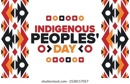 Indigenous Peoples' Day. Native American Day. American Indian culture. Heritage Month. Celebrate annual in United States. Tradition pattern. Poster, card, banner and background. Vector illustration