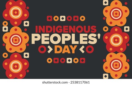 Indigenous Peoples' Day. Native American Day. American Indian culture. Heritage Month. Celebrate annual in United States. Tradition pattern. Poster, card, banner and background. Vector illustration