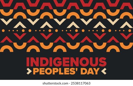 Indigenous Peoples' Day. Native American Day. American Indian culture. Heritage Month. Celebrate annual in United States. Tradition pattern. Poster, card, banner and background. Vector illustration