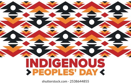 Indigenous Peoples' Day. Native American Day. American Indian culture. Heritage Month. Celebrate annual in United States. Tradition pattern. Poster, card, banner and background. Vector illustration