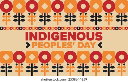 Indigenous Peoples' Day. Native American Day. American Indian culture. Heritage Month. Celebrate annual in United States. Tradition pattern. Poster, card, banner and background. Vector illustration