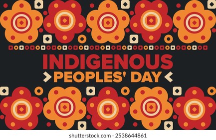 Indigenous Peoples' Day. Native American Day. American Indian culture. Heritage Month. Celebrate annual in United States. Tradition pattern. Poster, card, banner and background. Vector illustration