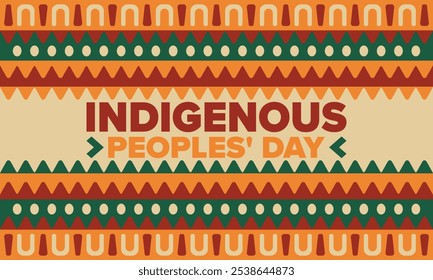 Indigenous Peoples' Day. Native American Day. American Indian culture. Heritage Month. Celebrate annual in United States. Tradition pattern. Poster, card, banner and background. Vector illustration