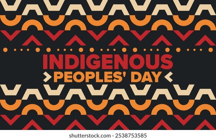 Indigenous Peoples' Day. Native American Day. American Indian culture. Heritage Month. Celebrate annual in United States. Tradition pattern. Poster, card, banner and background. Vector illustration