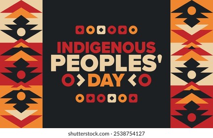 Indigenous Peoples' Day. Native American Day. American Indian culture. Heritage Month. Celebrate annual in United States. Tradition pattern. Poster, card, banner and background. Vector illustration