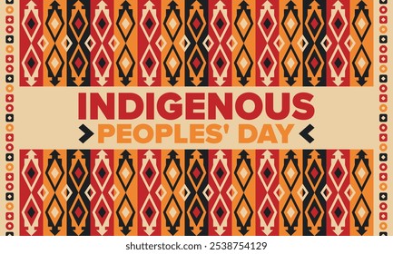 Indigenous Peoples' Day. Native American Day. American Indian culture. Heritage Month. Celebrate annual in United States. Tradition pattern. Poster, card, banner and background. Vector illustration