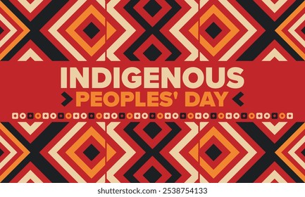 Indigenous Peoples' Day. Native American Day. American Indian culture. Heritage Month. Celebrate annual in United States. Tradition pattern. Poster, card, banner and background. Vector illustration