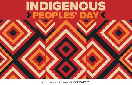 Indigenous Peoples' Day. Native American Day. American Indian culture. Heritage Month. Celebrate annual in United States. Tradition pattern. Poster, card, banner and background. Vector illustration