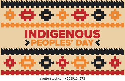 Indigenous Peoples' Day. Native American Day. American Indian culture. Heritage Month. Celebrate annual in United States. Tradition pattern. Poster, card, banner and background. Vector illustration