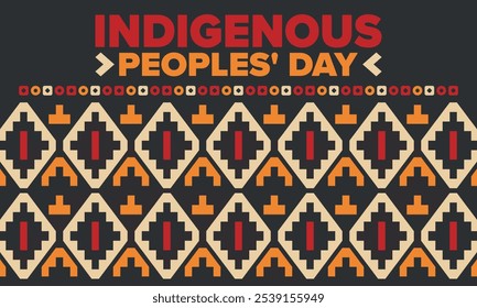 Indigenous Peoples' Day. Native American Day. American Indian culture. Heritage Month. Celebrate annual in United States. Tradition pattern. Poster, card, banner and background. Vector illustration