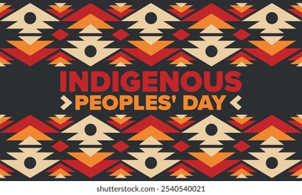 Indigenous Peoples' Day. Native American Day. American Indian culture. Heritage Month. Celebrate annual in United States. Tradition pattern. Poster, card, banner and background. Vector illustration