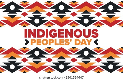 Indigenous Peoples' Day. Native American Day. American Indian culture. Heritage Month. Celebrate annual in United States. Tradition pattern. Poster, card, banner and background. Vector illustration