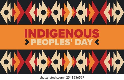 Indigenous Peoples' Day. Native American Day. American Indian culture. Heritage Month. Celebrate annual in United States. Tradition pattern. Poster, card, banner and background. Vector illustration