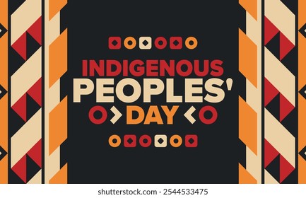 Indigenous Peoples' Day. Native American Day. American Indian culture. Heritage Month. Celebrate annual in United States. Tradition pattern. Poster, card, banner and background. Vector illustration