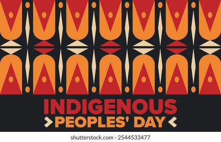 Indigenous Peoples' Day. Native American Day. American Indian culture. Heritage Month. Celebrate annual in United States. Tradition pattern. Poster, card, banner and background. Vector illustration