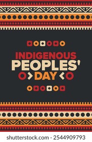 Indigenous Peoples' Day. Native American Day. American Indian culture. Heritage Month. Celebrate annual in United States. Tradition pattern. Poster, card, banner and background. Vector illustration