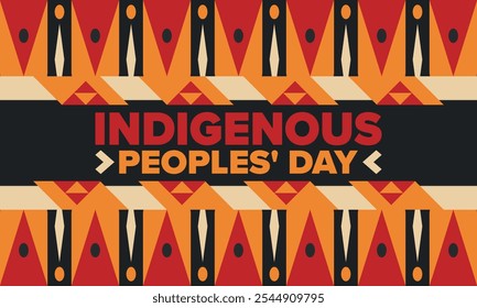 Indigenous Peoples' Day. Native American Day. American Indian culture. Heritage Month. Celebrate annual in United States. Tradition pattern. Poster, card, banner and background. Vector illustration