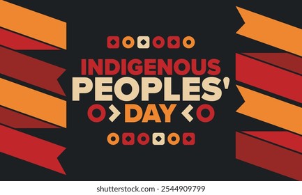 Indigenous Peoples' Day. Native American Day. American Indian culture. Heritage Month. Celebrate annual in United States. Tradition pattern. Poster, card, banner and background. Vector illustration