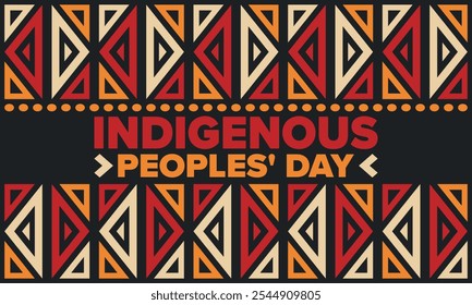 Indigenous Peoples' Day. Native American Day. American Indian culture. Heritage Month. Celebrate annual in United States. Tradition pattern. Poster, card, banner and background. Vector illustration