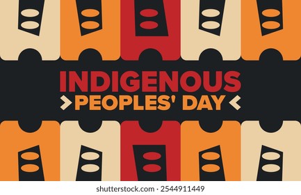 Indigenous Peoples' Day. Native American Day. American Indian culture. Heritage Month. Celebrate annual in United States. Tradition pattern. Poster, card, banner and background. Vector illustration