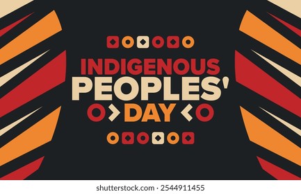 Indigenous Peoples' Day. Native American Day. American Indian culture. Heritage Month. Celebrate annual in United States. Tradition pattern. Poster, card, banner and background. Vector illustration