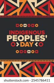 Indigenous Peoples' Day. Native American Day. American Indian culture. Heritage Month. Celebrate annual in United States. Tradition pattern. Poster, card, banner and background. Vector illustration