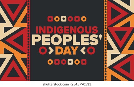 Indigenous Peoples' Day. Native American Day. American Indian culture. Heritage Month. Celebrate annual in United States. Tradition pattern. Poster, card, banner and background. Vector illustration