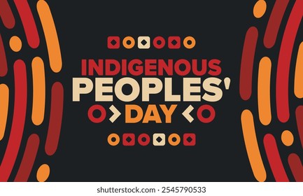 Indigenous Peoples' Day. Native American Day. American Indian culture. Heritage Month. Celebrate annual in United States. Tradition pattern. Poster, card, banner and background. Vector illustration