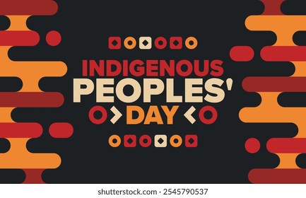 Indigenous Peoples' Day. Native American Day. American Indian culture. Heritage Month. Celebrate annual in United States. Tradition pattern. Poster, card, banner and background. Vector illustration