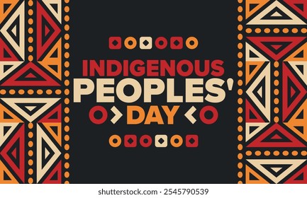 Indigenous Peoples' Day. Native American Day. American Indian culture. Heritage Month. Celebrate annual in United States. Tradition pattern. Poster, card, banner and background. Vector illustration