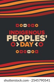 Indigenous Peoples' Day. Native American Day. American Indian culture. Heritage Month. Celebrate annual in United States. Tradition pattern. Poster, card, banner and background. Vector illustration