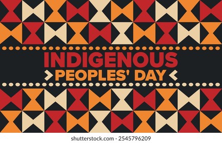 Indigenous Peoples' Day. Native American Day. American Indian culture. Heritage Month. Celebrate annual in United States. Tradition pattern. Poster, card, banner and background. Vector illustration