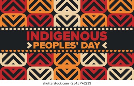 Indigenous Peoples' Day. Native American Day. American Indian culture. Heritage Month. Celebrate annual in United States. Tradition pattern. Poster, card, banner and background. Vector illustration