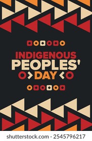 Indigenous Peoples' Day. Native American Day. American Indian culture. Heritage Month. Celebrate annual in United States. Tradition pattern. Poster, card, banner and background. Vector illustration