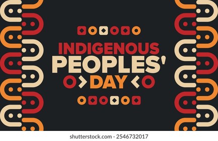 Indigenous Peoples' Day. Native American Day. American Indian culture. Heritage Month. Celebrate annual in United States. Tradition pattern. Poster, card, banner and background. Vector illustration